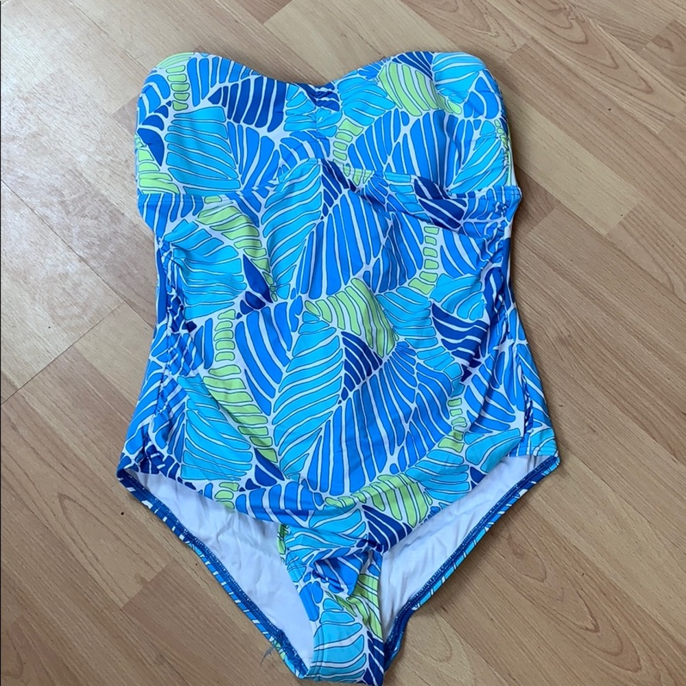 J McLaughlin one piece blue bathing suit size 14